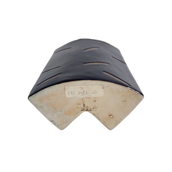 Vintage Stoneware Geometric Vase Retro MCM Rare HTF Cobalt Blue Glazed 6 5/8" - Picture 9 of 14